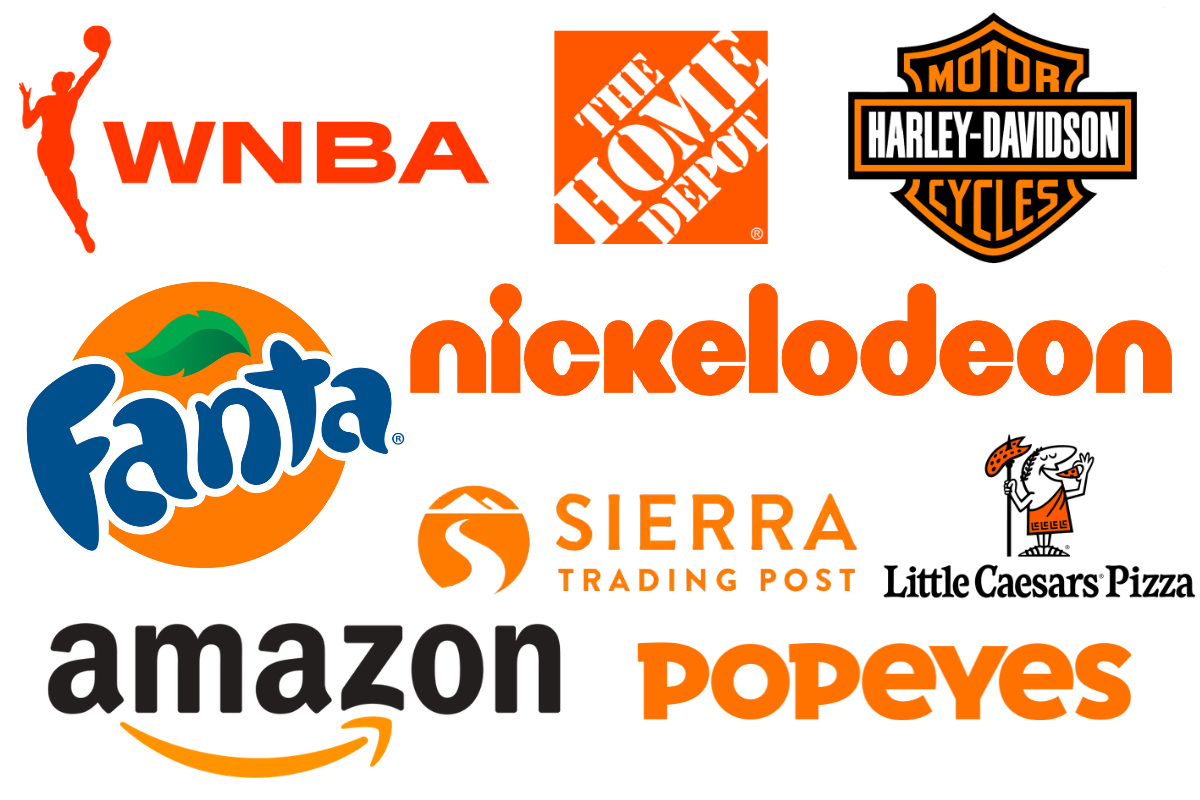 Different Brands and Logos which use orange color psychology in branding.