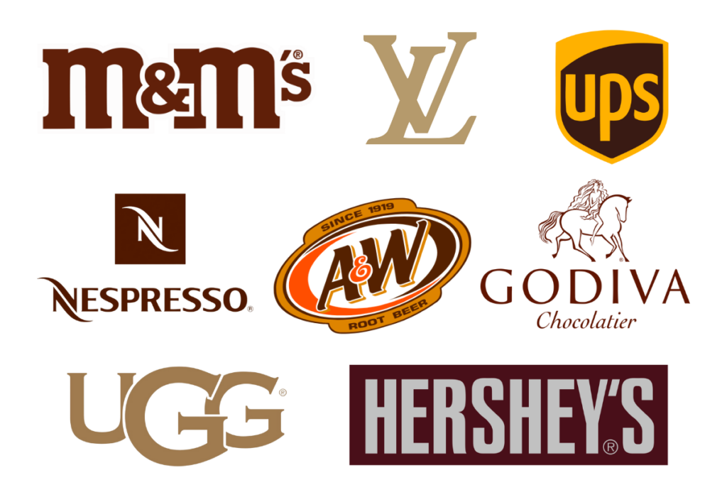 Different Brands and Logos which use brown color psychology in branding.