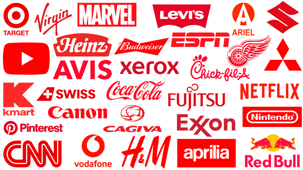 Different Brands and Logos which use red color psychology in branding.