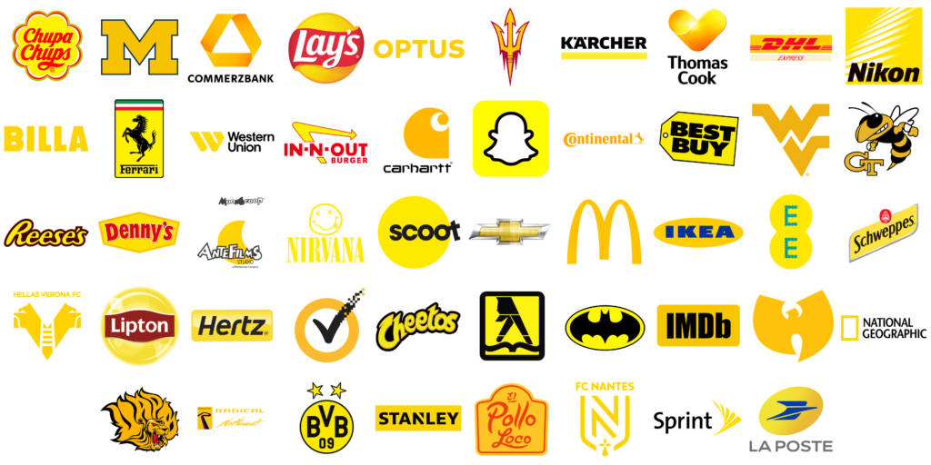 Different Brands and Logos which use yellow color psychology in branding.